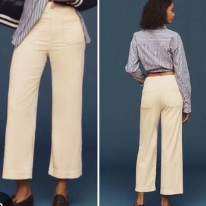 Maeve Anthropologie The Colette Corduroy Pants 27 Ivory Wide Leg High-Rise